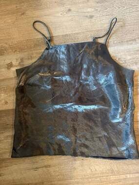 I.T.E.M. Metallic Silver Shimmer Square Neck Cami Tank Top